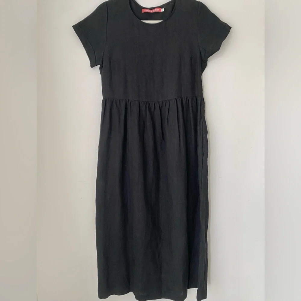 Pyne & Smith Dress Women’s XS Black Linen No. 17 Pockets
